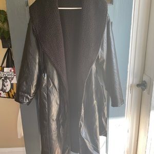 NEW PLL Black Borg Reversible PU Belted Midi Coat